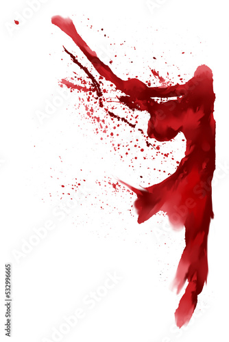 horror illustration abstract red paint splash, blood stain isolated on blank space.