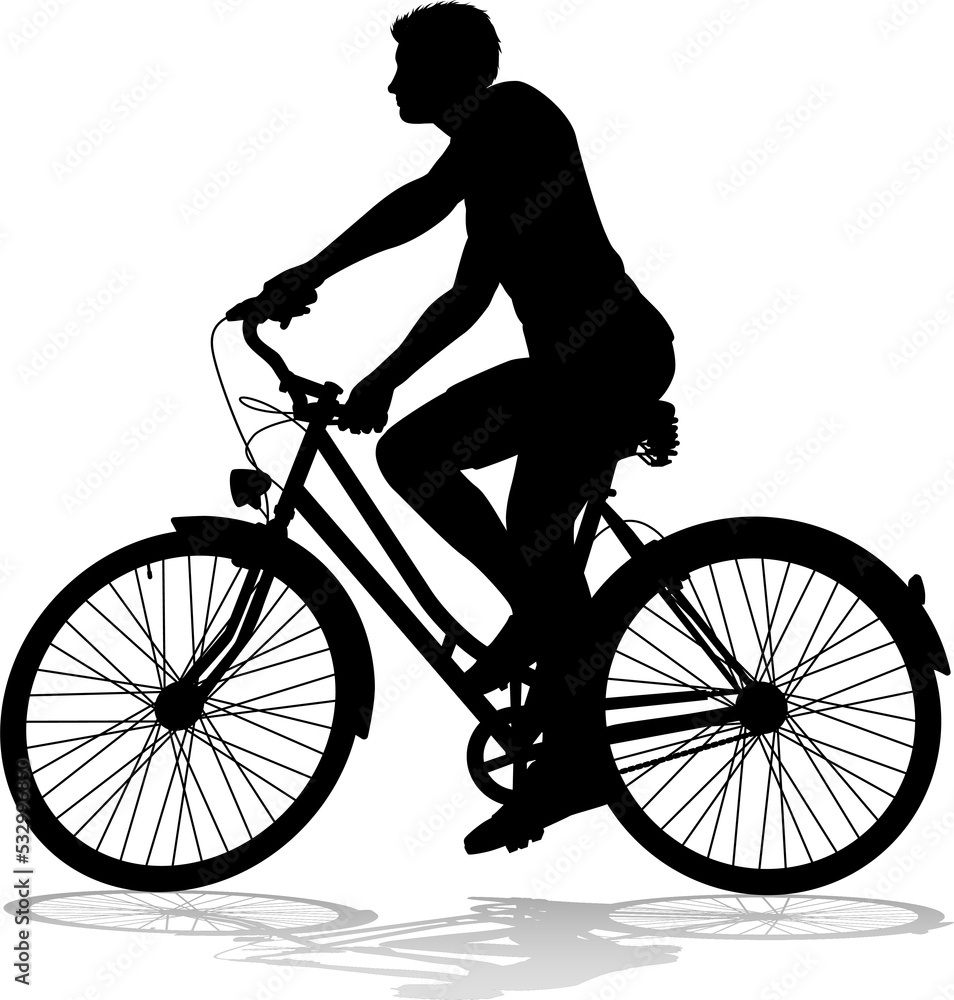 Fototapeta premium Bike Cyclist Riding Bicycle Silhouette