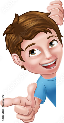Kid Cartoon Boy Child Point...