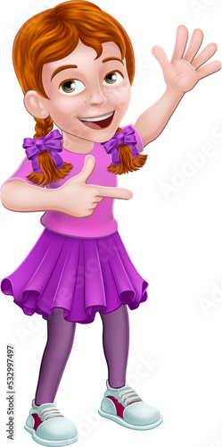 Kid Cartoon Girl Child Poin...