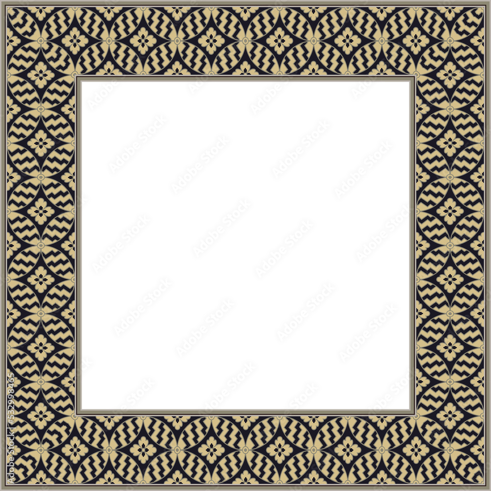 Obraz premium Vintage botanic garden retro pattern stylish square frame