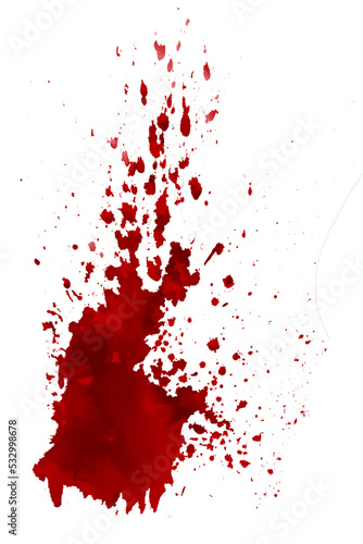 horror illustration abstract red paint splash, blood stain isolated on blank space.