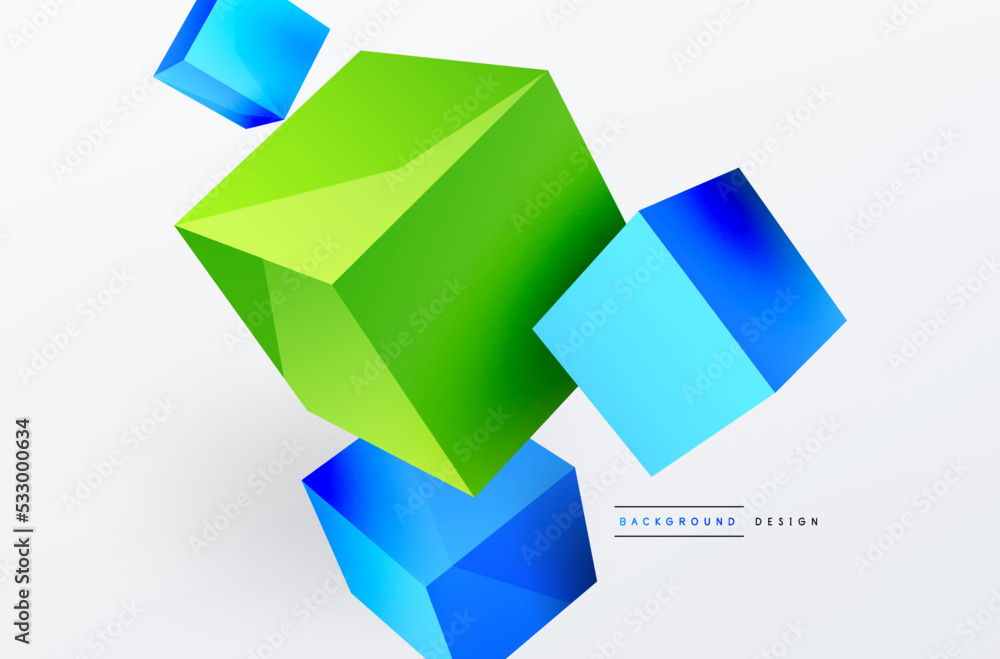 3d cubes vector abstract background. Composition of 3d square shaped basic geometric elements. Trendy techno business template for wallpaper, banner, background or landing 3d cubes vector abstract background. Composition of 3d square shaped basic geometric elements. Trendy techno business template for wallpaper, banner, background or landing