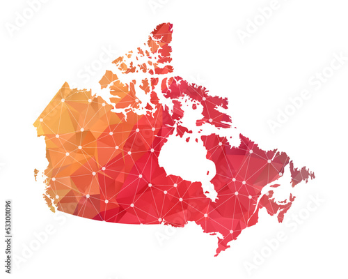 Canada Map - Abstract geometric rumpled triangular low poly style gradient graphic on white background , line dots polygonal design for your . Vector illustration eps 10.