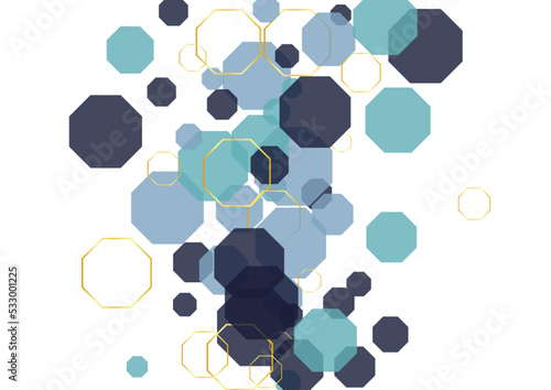 Turquoise Hexagon Background White Vector. Tile Art Texture. Education Illustration. White Honeycomb Plexus. Line Template.