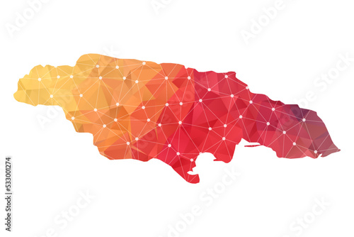 Jamaica Map - Abstract geometric rumpled triangular low poly style gradient graphic on white background , line dots polygonal design for your . Vector illustration eps 10.