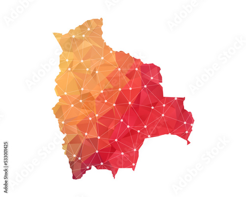 Bolivia Map - Abstract geometric rumpled triangular low poly style gradient graphic on white background , line dots polygonal design for your . Vector illustration eps 10.