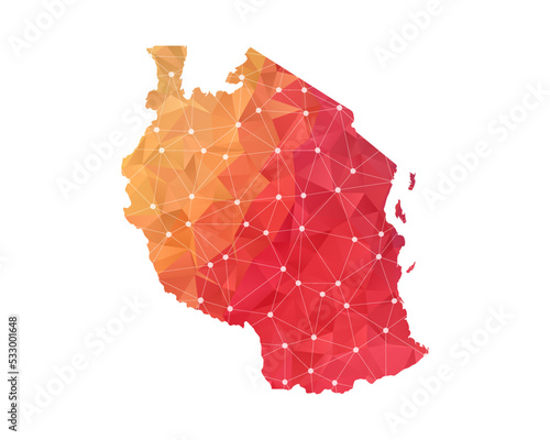 Tanzania Map - Abstract geometric rumpled triangular low poly style gradient graphic on white background , line dots polygonal design for your . Vector illustration eps 10.