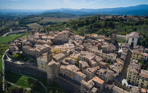 panoramic aerial view of the medieval town of anghiari tuscany