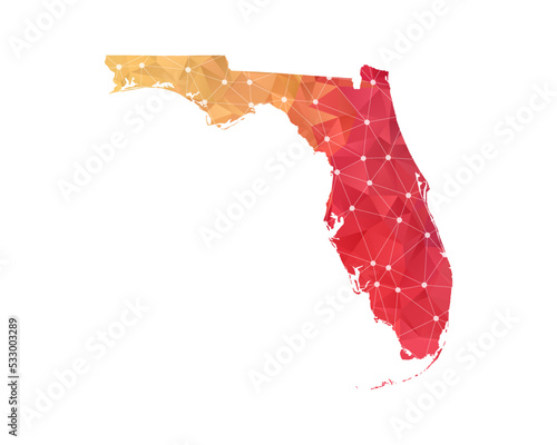 Florida Map - Abstract geometric rumpled triangular low poly style gradient graphic on white background , line dots polygonal design for your . Vector illustration eps 10.