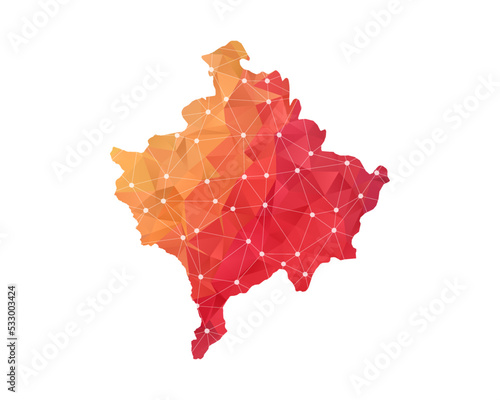 Kosovo Map - Abstract geometric rumpled triangular low poly style gradient graphic on white background , line dots polygonal design for your . Vector illustration eps 10. photo
