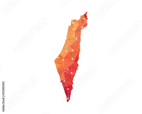 Israel Map - Abstract geometric rumpled triangular low poly style gradient graphic on white background , line dots polygonal design for your . Vector illustration eps 10.