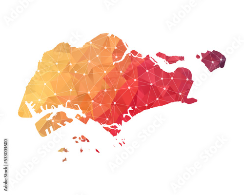 Singapore Map - Abstract geometric rumpled triangular low poly style gradient graphic on white background , line dots polygonal design for your . Vector illustration eps 10.