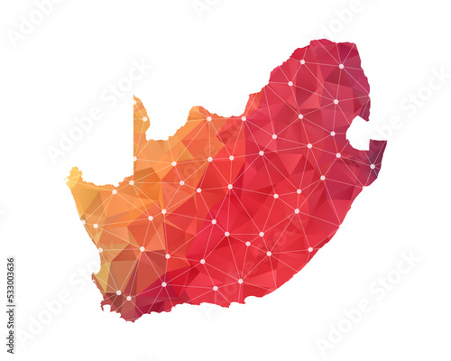 South Africa Map - Abstract geometric rumpled triangular low poly style gradient graphic on white background , line dots polygonal design for your . Vector illustration eps 10.
