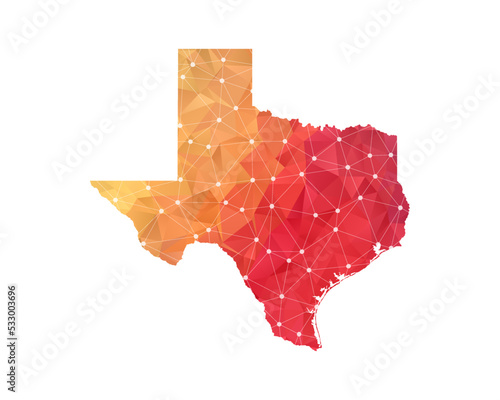 Texas Map - Abstract geometric rumpled triangular low poly style gradient graphic on white background , line dots polygonal design for your . Vector illustration eps 10.