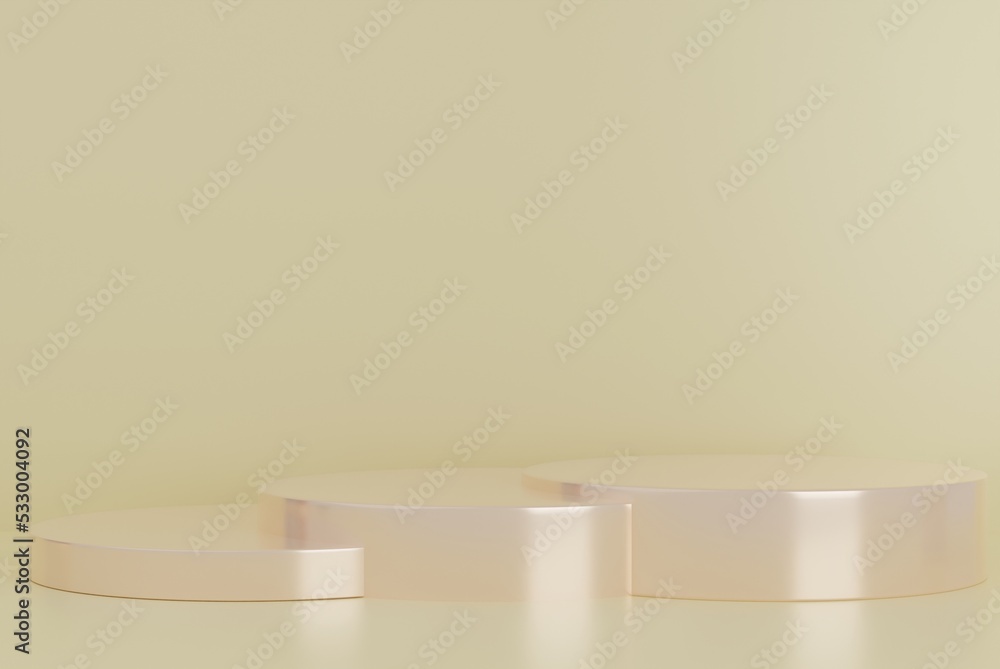 3d rendered studio with geometric shapes white Podium on the floor.Abstract Platforms for product presentation, mock up pink pastel background color. 3d rendered studio with geometric shapes white Podium on the floor.Abstract Platforms for product presentation, mock up pink pastel background color.