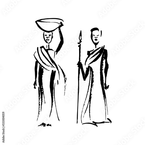 Woman and a man from an African tribe.