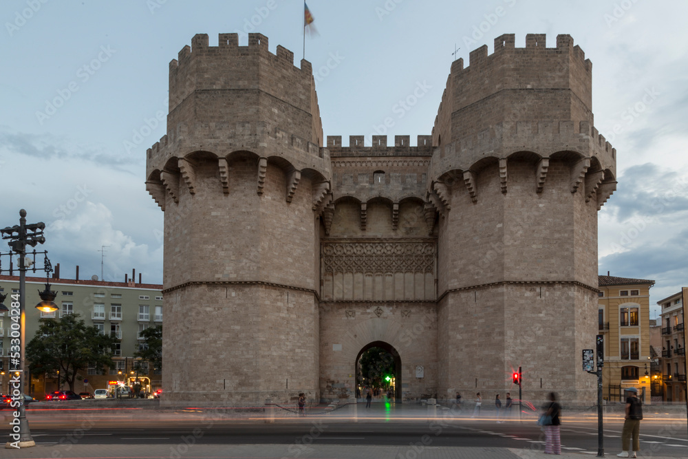 Serrano towers, imposing medieval gate of the city of Valencia, Spain