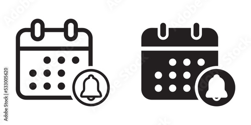 ofvs146 OutlineFilledVectorSign ofvs - calendar reminder vector icon . isolated transparent . message - appointment . bell alarm . black outline and filled version . AI 10 / EPS 10 . g11485