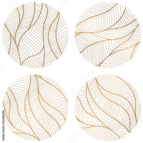 Set of abstract design. Circle dynamic waves and lines. Hand drawn simple shapes. 