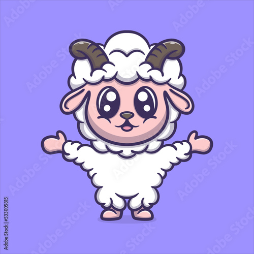 Cute happiness goat cartoon vector icon illustration animal activities