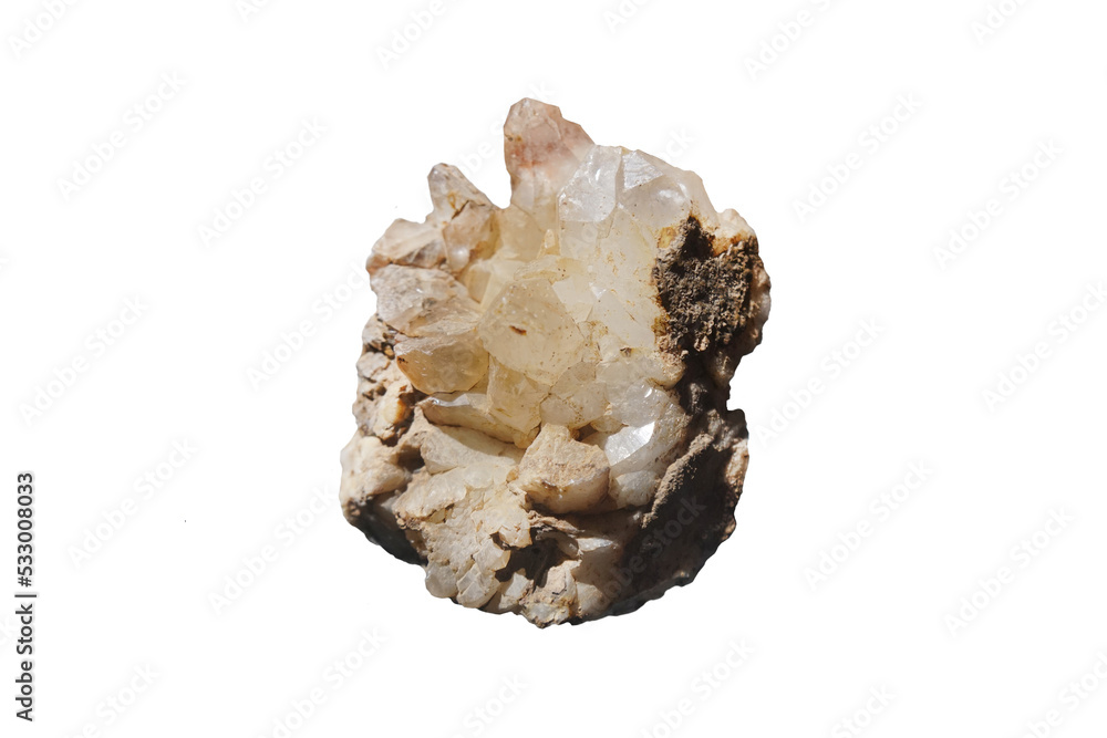 quartz crystalline mineral rock stone isolated on white background. silicon dioxide. quartz crystalline mineral rock stone isolated on white background. silicon dioxide.