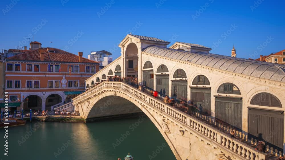 Venice, Italy at Rialto Bridge over the Grand Canal. Venice, Italy at Rialto Bridge over the Grand Canal.