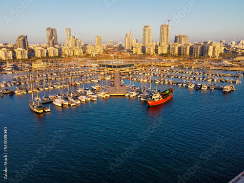 city skyline at sunset