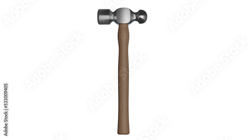 A 3d render of A Ball and Peen Hammer suitable for use as a web decoration or icon.