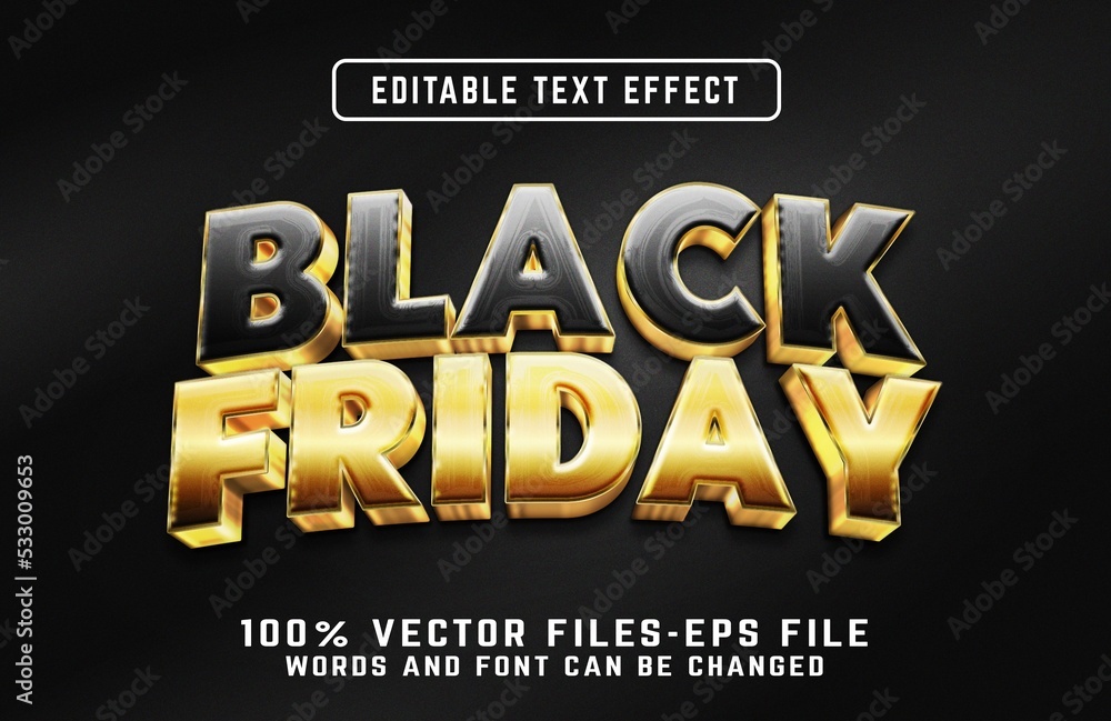black friday 3d editable text effect premium psd