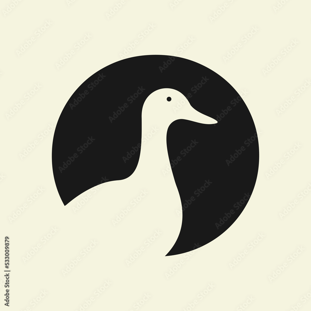 Fototapeta premium Initial Duck Logo On Letter O Negative Space Concept Vector Template