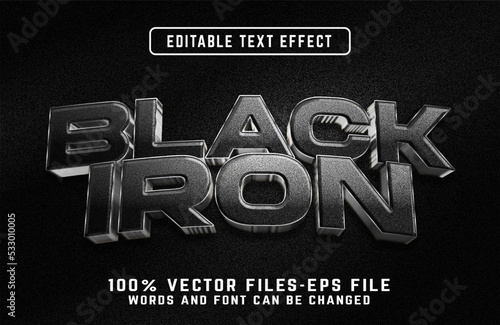 Black Iron 3d Realistic Text Effect Premium Vectors
