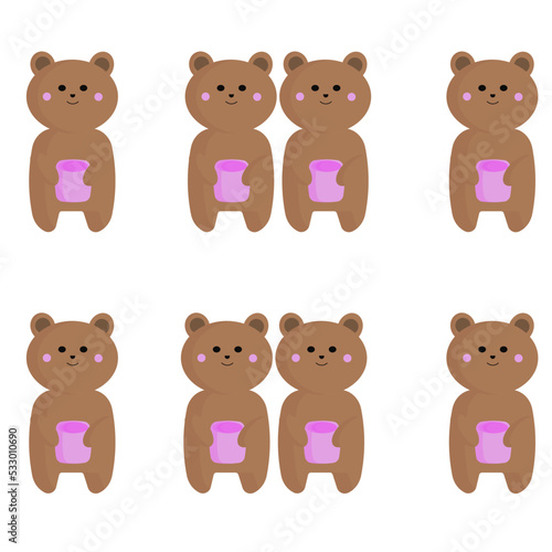 Wallpaper Mural Repeat.Seamless pattern of cute animals cartoon background.Character design.Bear,dog,rabbit hand drawn.Image for wallpaper,banner,card,baby cloth,gift paper wrap.Kid graphic.Kawaii.Vector.Illustration Torontodigital.ca