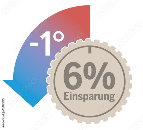 Grafik Pfeil am Thermostat 1 Grad symbolisch Heizkosten Einsparung
