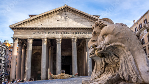 The Pantheon with man preaching 