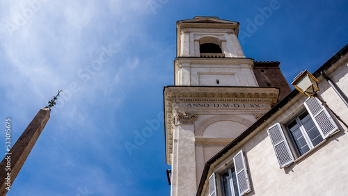 Trinita dei Monti is located at the top of the Spanish Steps.