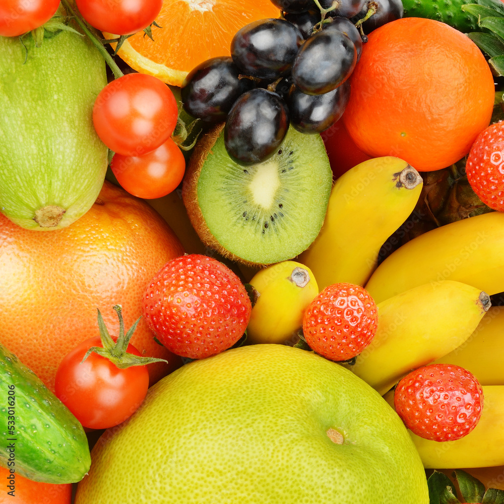 Beautiful background from various vegetables and fruits. Beautiful background from various vegetables and fruits.