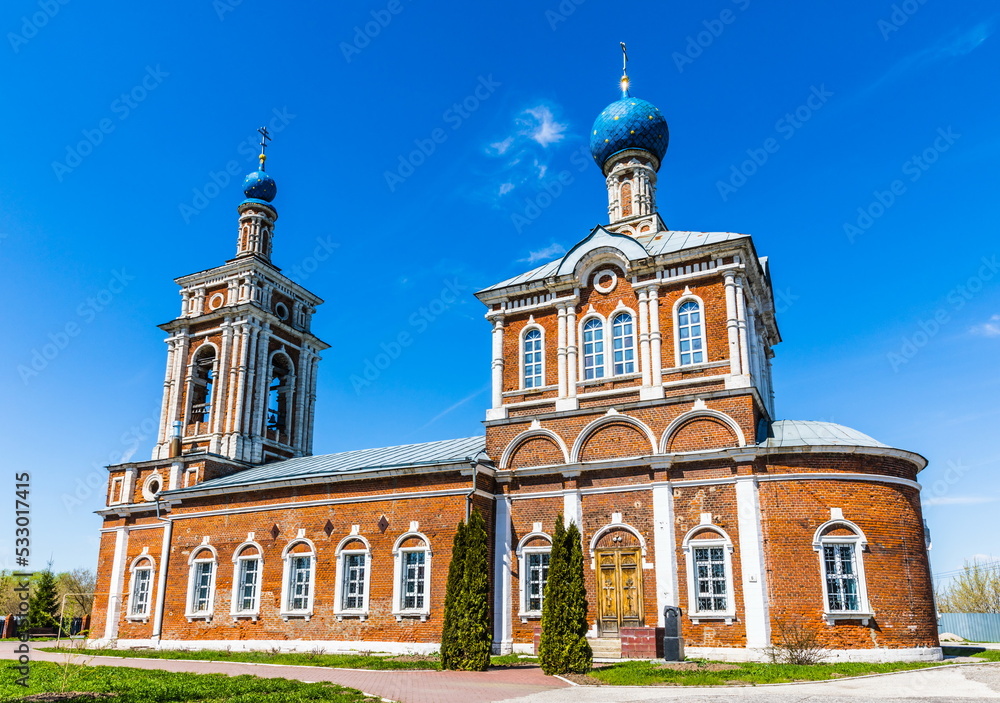 Assumption Church in the Russian-Byzantine style in Shilovo, Ryazan region, Russia