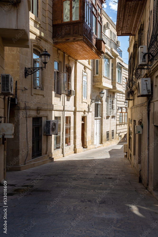 Narrow street of the old city of Baku. Republic of Azerbaijan