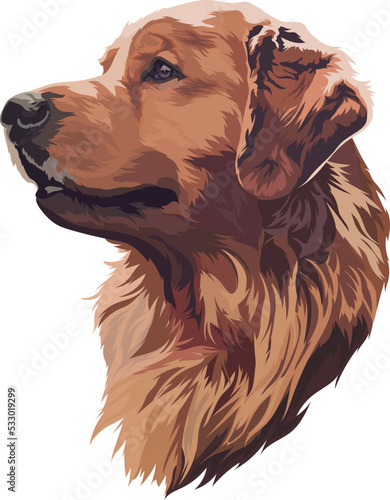 Golden Labrador Retriever. Vector illustration. Dog portrait