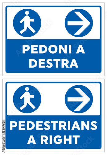 Passaggio pedonale Pedoni a destra, cartello, edilizia, cantiere, lavori, strada, avviso, segnaletica, ponteggi, edifici, aziende, cantieri, città, palazzi, opere murarie, architettura