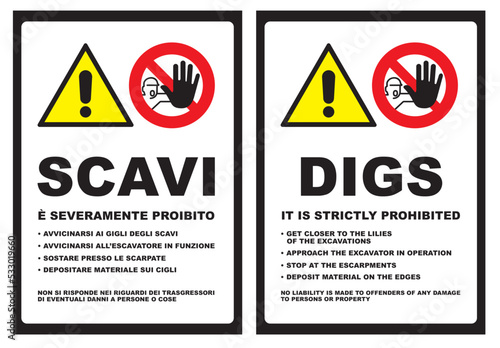 Scavi, cartello, edilizia, cantiere, lavori, strada, avviso, segnaletica, ponteggi, edifici, aziende, cantieri, città, palazzi, opere murarie, architettura