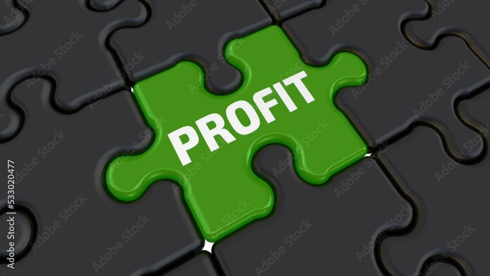 Loss and profit. The text on the puzzles. Folded black puzzles elements and one red with white word LOSS is change to green with word PROFIT. Footage video Loss and profit. The text on the puzzles. Folded black puzzles elements and one red with white word LOSS is change to green with word PROFIT. Footage video