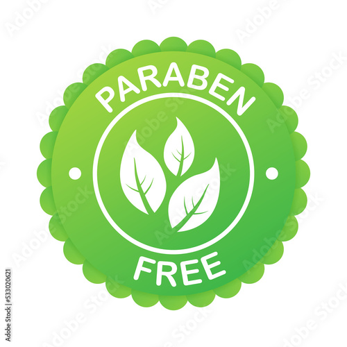 Green label paraben free. Symbol, sign. Organic, bio, eco symbol. Natural product stock illustration