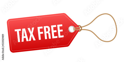 Modern red tax free sign on white background.  stock illustration