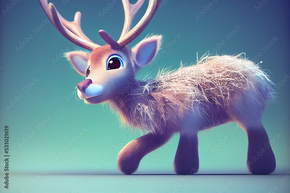 Fototapeta premium An adorable reindeer with 3D shading and CGI look to celebrate the Christmas holiday
