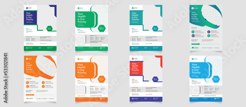 Fotografiet Corporate healthcare and medical cove a4 flyer design template for printing and