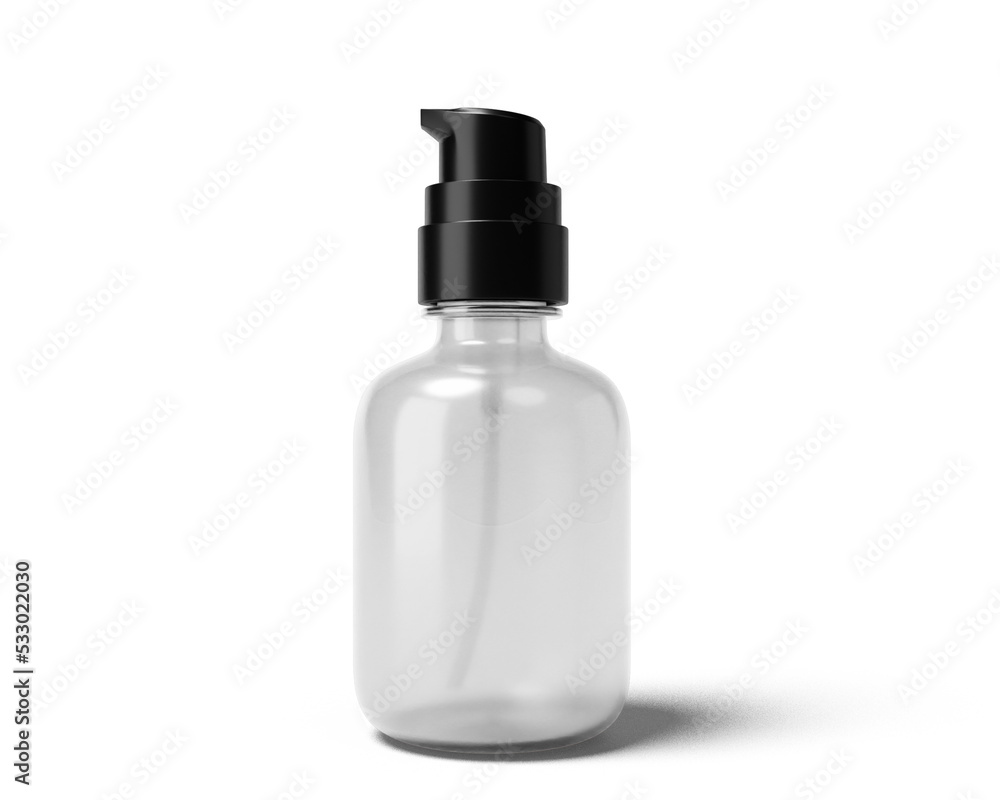 Blank clear spray bottle packaging isolated on transparent background, prepared for mockup, 3D render. Blank clear spray bottle packaging isolated on transparent background, prepared for mockup, 3D render.