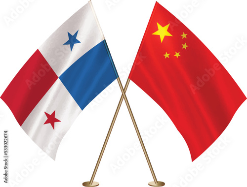 Panama,China flag together.Panama,Chinese flag together