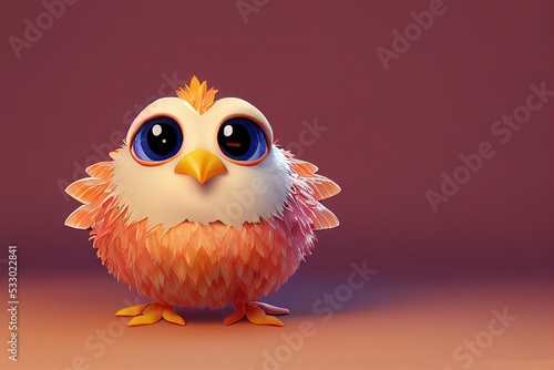 An adorable 3D Thanksgiving turkey chick with a festive autumn background. 100% original character 